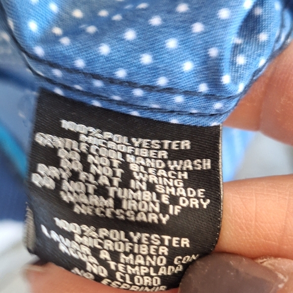 El General Shirt Cotton Navy Dotted Swiss SzXL Polyester Long Sleeve Collar/Cuff - Picture 8 of 13